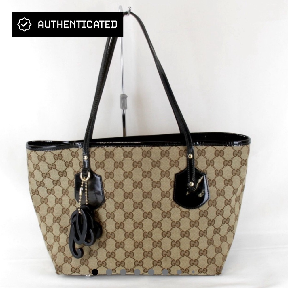 Gucci Cream and Black Monogram Tote